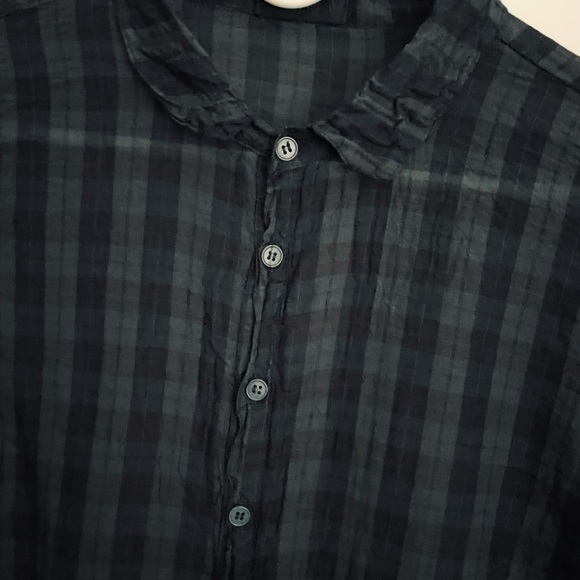 CP Shades Cotton Silk Plaid Blue Blouse Size Medium - Picture 4 of 13